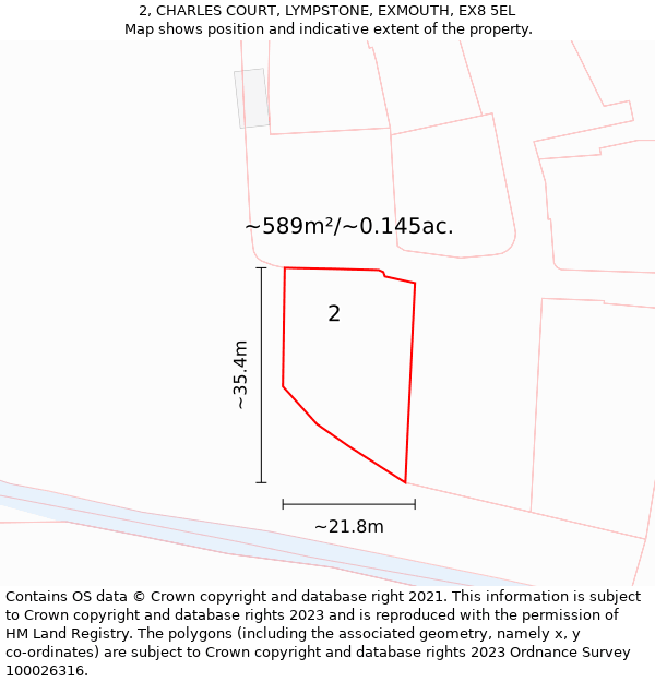 2, CHARLES COURT, LYMPSTONE, EXMOUTH, EX8 5EL: Plot and title map