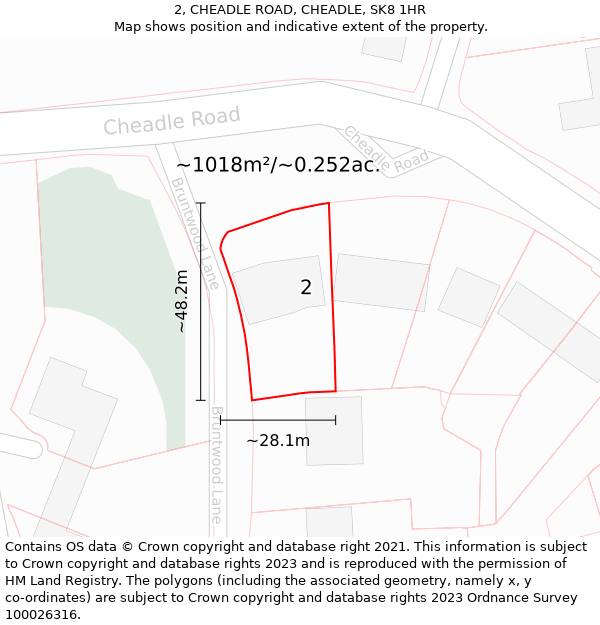 2, CHEADLE ROAD, CHEADLE, SK8 1HR: Plot and title map