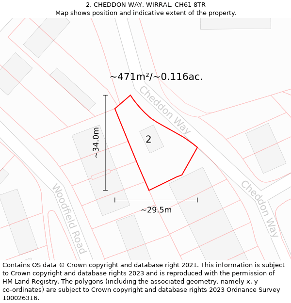 2, CHEDDON WAY, WIRRAL, CH61 8TR: Plot and title map