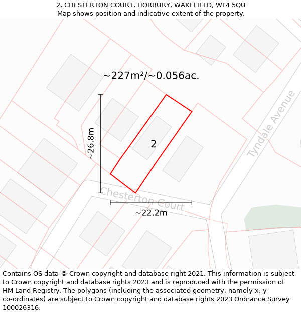 2, CHESTERTON COURT, HORBURY, WAKEFIELD, WF4 5QU: Plot and title map