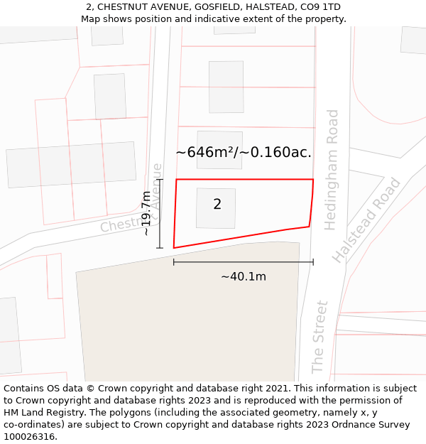 2, CHESTNUT AVENUE, GOSFIELD, HALSTEAD, CO9 1TD: Plot and title map