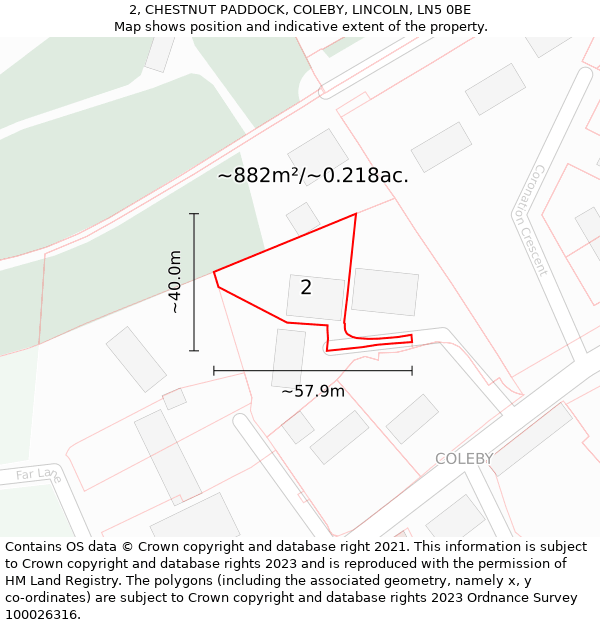 2, CHESTNUT PADDOCK, COLEBY, LINCOLN, LN5 0BE: Plot and title map