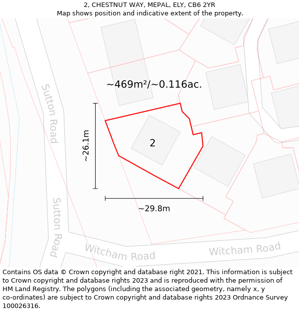 2, CHESTNUT WAY, MEPAL, ELY, CB6 2YR: Plot and title map