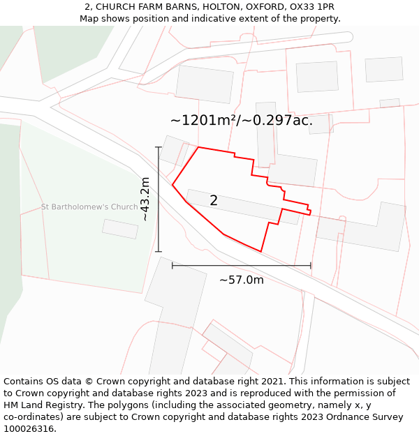 2, CHURCH FARM BARNS, HOLTON, OXFORD, OX33 1PR: Plot and title map