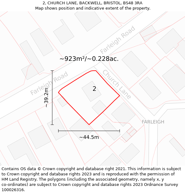 2, CHURCH LANE, BACKWELL, BRISTOL, BS48 3RA: Plot and title map