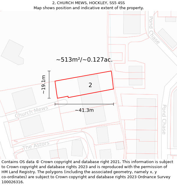 2, CHURCH MEWS, HOCKLEY, SS5 4SS: Plot and title map
