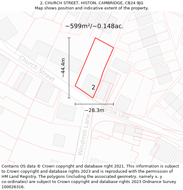 2, CHURCH STREET, HISTON, CAMBRIDGE, CB24 9JG: Plot and title map