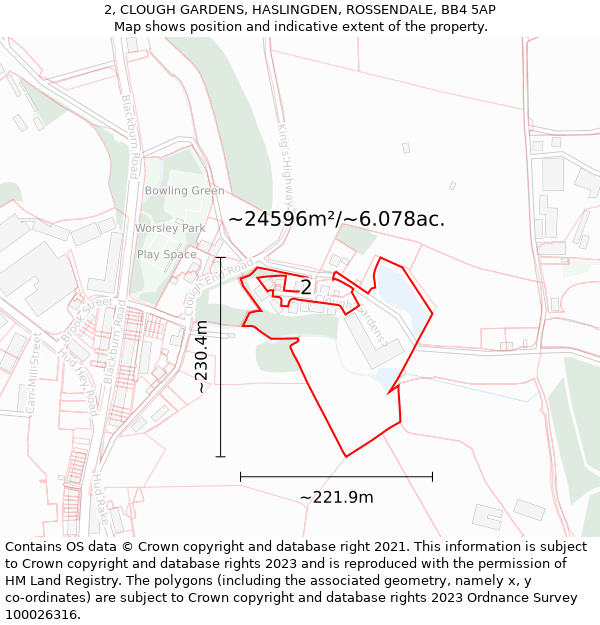 2, CLOUGH GARDENS, HASLINGDEN, ROSSENDALE, BB4 5AP: Plot and title map