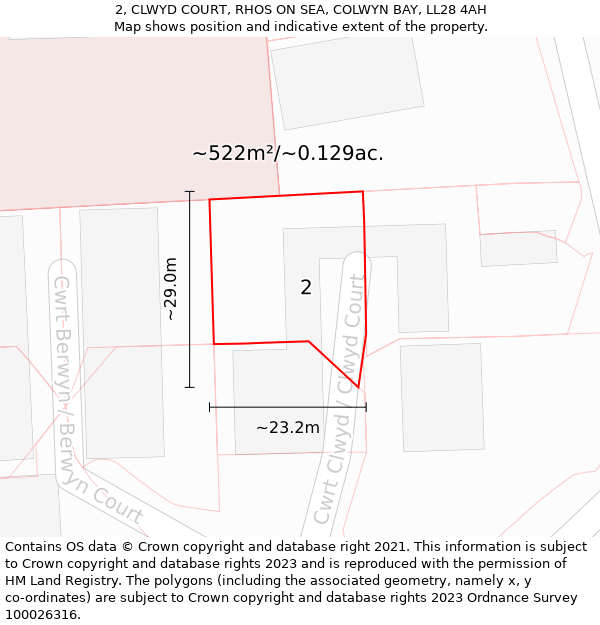 2, CLWYD COURT, RHOS ON SEA, COLWYN BAY, LL28 4AH: Plot and title map