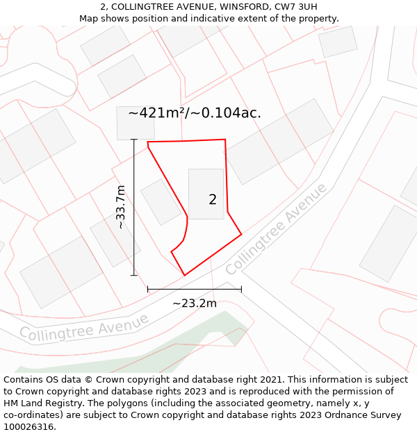 2, COLLINGTREE AVENUE, WINSFORD, CW7 3UH: Plot and title map