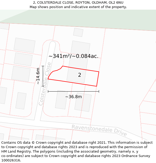 2, COLSTERDALE CLOSE, ROYTON, OLDHAM, OL2 6NU: Plot and title map