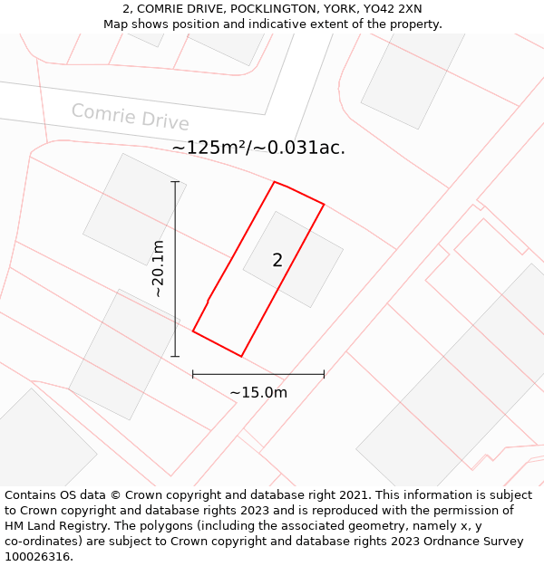 2, COMRIE DRIVE, POCKLINGTON, YORK, YO42 2XN: Plot and title map