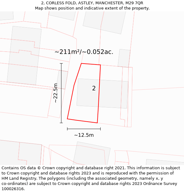 2, CORLESS FOLD, ASTLEY, MANCHESTER, M29 7QR: Plot and title map