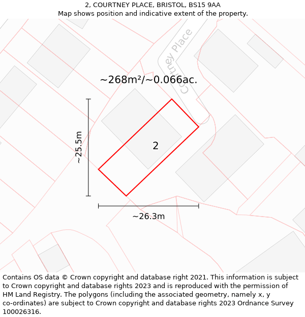 2, COURTNEY PLACE, BRISTOL, BS15 9AA: Plot and title map