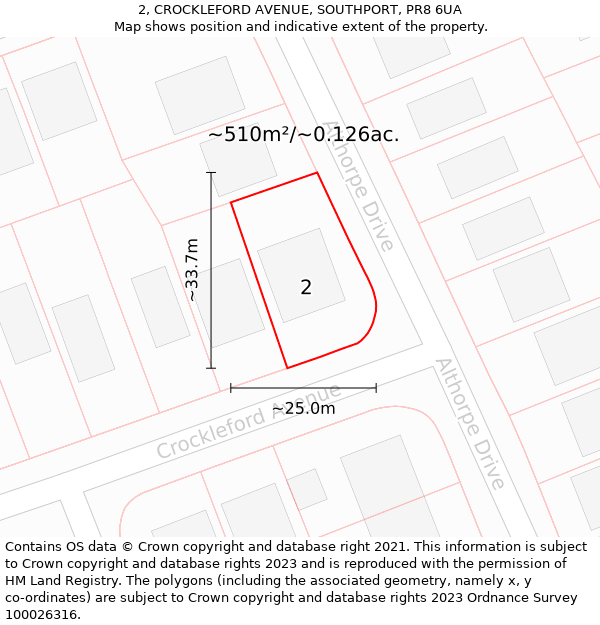 2, CROCKLEFORD AVENUE, SOUTHPORT, PR8 6UA: Plot and title map