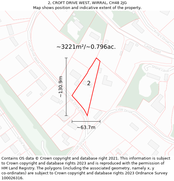 2, CROFT DRIVE WEST, WIRRAL, CH48 2JG: Plot and title map