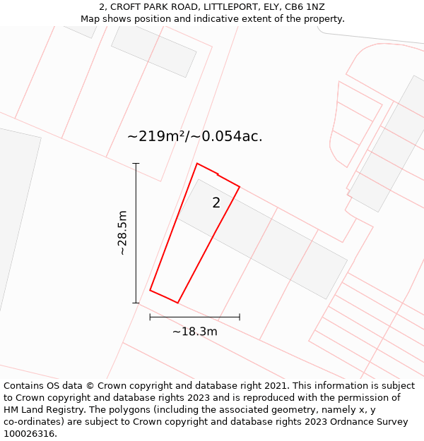 2, CROFT PARK ROAD, LITTLEPORT, ELY, CB6 1NZ: Plot and title map