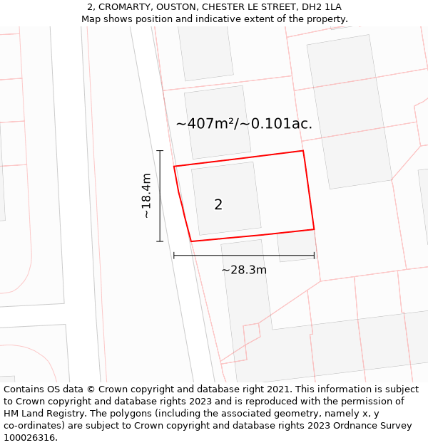 2, CROMARTY, OUSTON, CHESTER LE STREET, DH2 1LA: Plot and title map