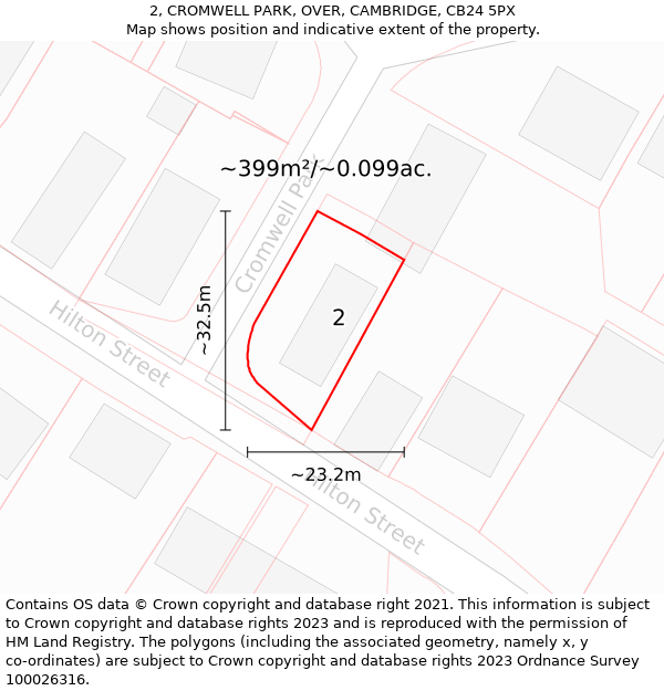 2, CROMWELL PARK, OVER, CAMBRIDGE, CB24 5PX: Plot and title map