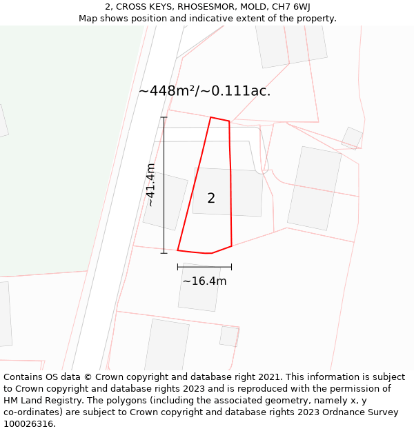 2, CROSS KEYS, RHOSESMOR, MOLD, CH7 6WJ: Plot and title map