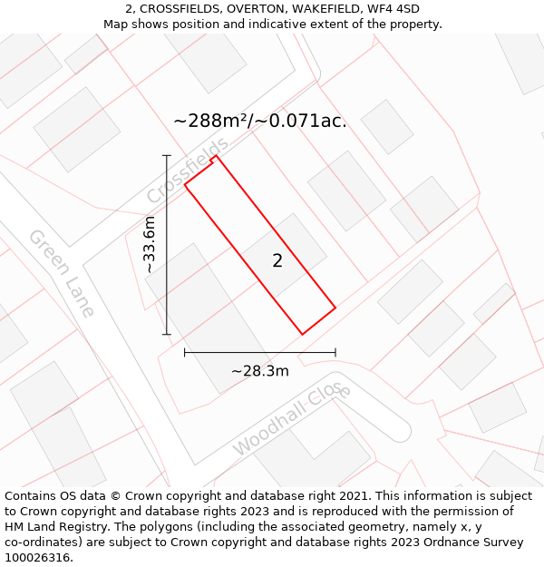 2, CROSSFIELDS, OVERTON, WAKEFIELD, WF4 4SD: Plot and title map