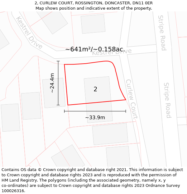 2, CURLEW COURT, ROSSINGTON, DONCASTER, DN11 0ER: Plot and title map