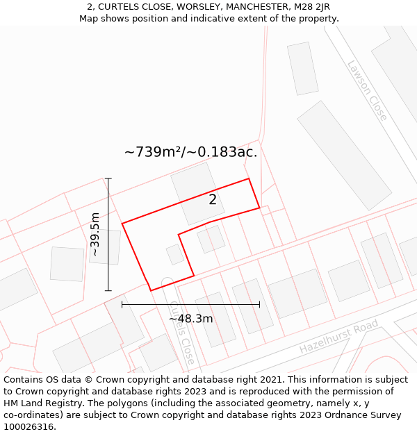 2, CURTELS CLOSE, WORSLEY, MANCHESTER, M28 2JR: Plot and title map