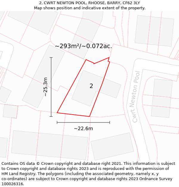 2, CWRT NEWTON POOL, RHOOSE, BARRY, CF62 3LY: Plot and title map