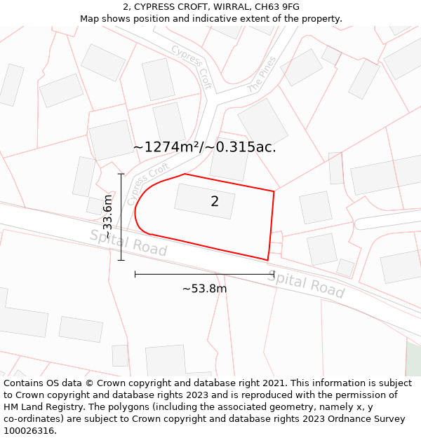 2, CYPRESS CROFT, WIRRAL, CH63 9FG: Plot and title map