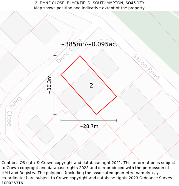 2, DANE CLOSE, BLACKFIELD, SOUTHAMPTON, SO45 1ZY: Plot and title map