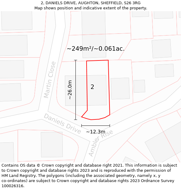 2, DANIELS DRIVE, AUGHTON, SHEFFIELD, S26 3RG: Plot and title map