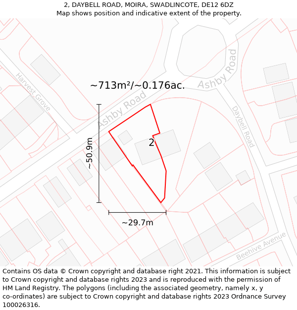 2, DAYBELL ROAD, MOIRA, SWADLINCOTE, DE12 6DZ: Plot and title map