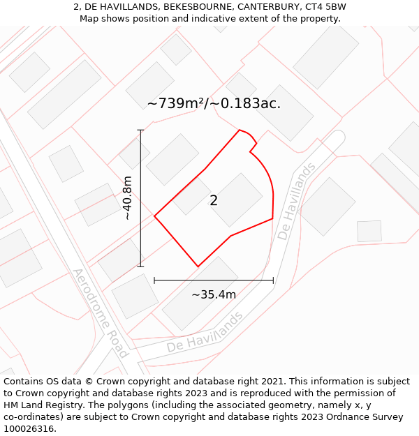 2, DE HAVILLANDS, BEKESBOURNE, CANTERBURY, CT4 5BW: Plot and title map