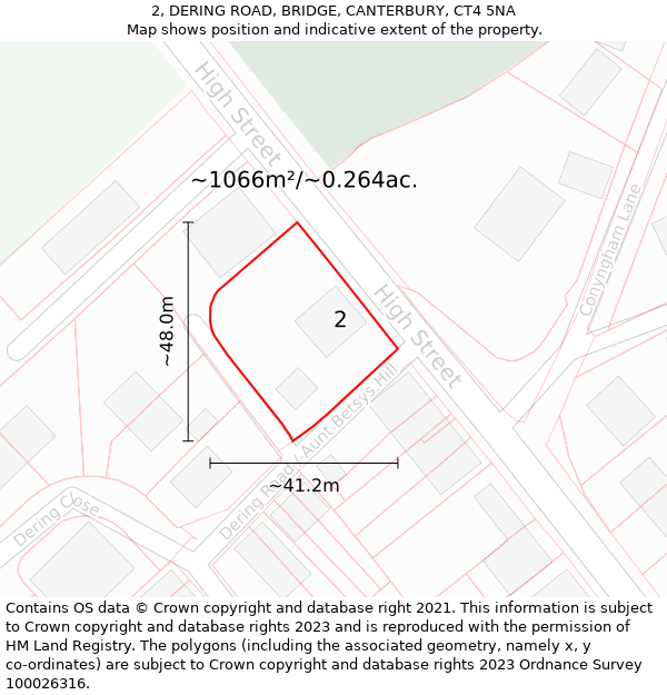 2, DERING ROAD, BRIDGE, CANTERBURY, CT4 5NA: Plot and title map