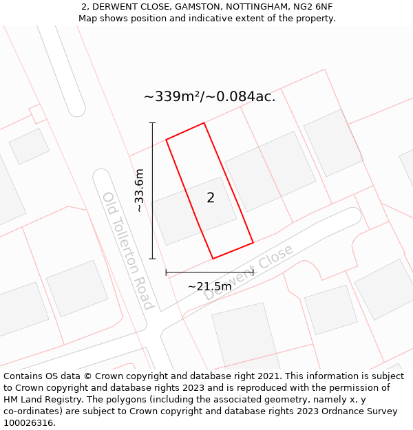 2, DERWENT CLOSE, GAMSTON, NOTTINGHAM, NG2 6NF: Plot and title map