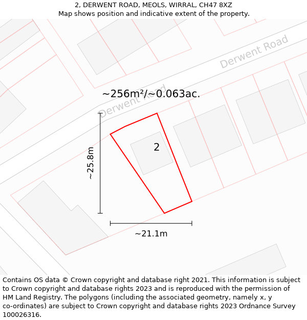 2, DERWENT ROAD, MEOLS, WIRRAL, CH47 8XZ: Plot and title map