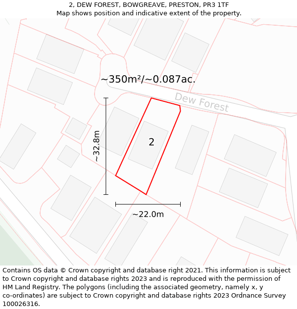 2, DEW FOREST, BOWGREAVE, PRESTON, PR3 1TF: Plot and title map