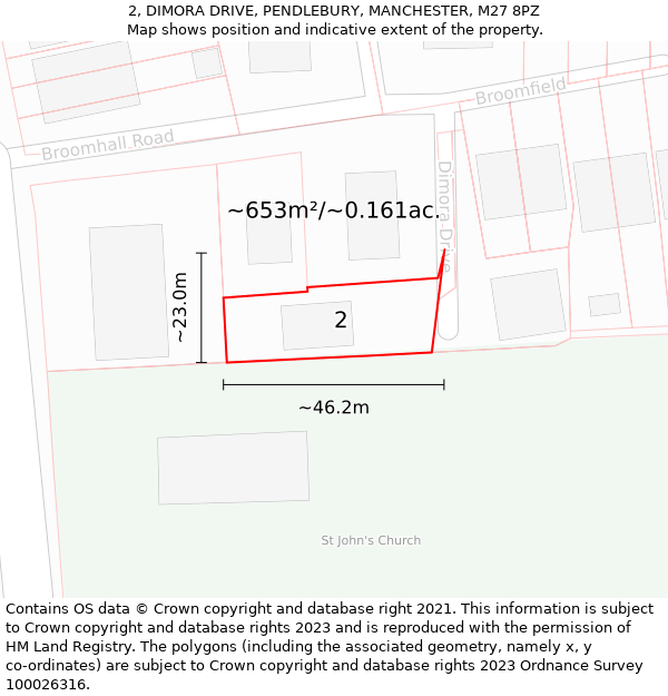 2, DIMORA DRIVE, PENDLEBURY, MANCHESTER, M27 8PZ: Plot and title map