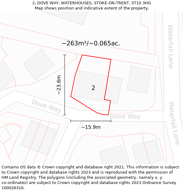 2, DOVE WAY, WATERHOUSES, STOKE-ON-TRENT, ST10 3HG: Plot and title map