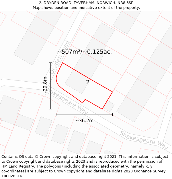 2, DRYDEN ROAD, TAVERHAM, NORWICH, NR8 6SP: Plot and title map