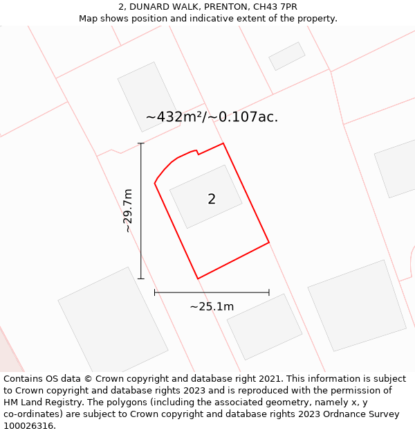 2, DUNARD WALK, PRENTON, CH43 7PR: Plot and title map