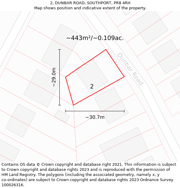 2, DUNBAR ROAD, SOUTHPORT, PR8 4RH: Plot and title map