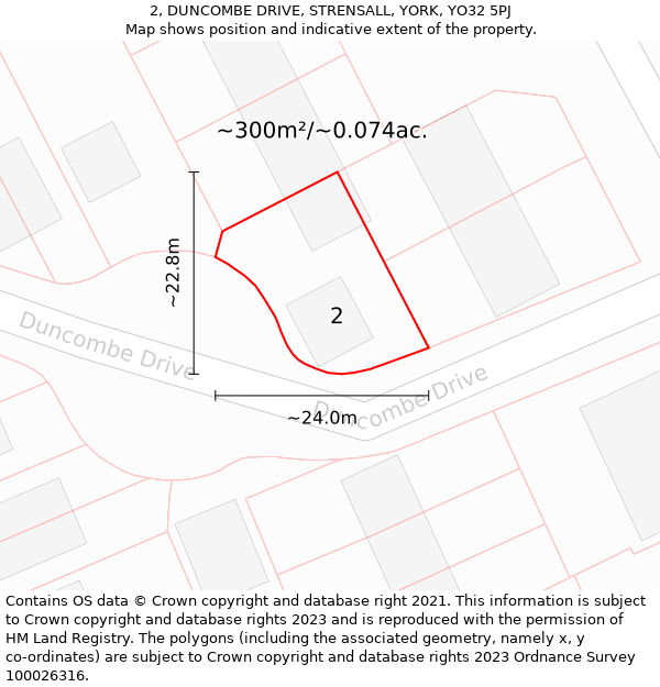 2, DUNCOMBE DRIVE, STRENSALL, YORK, YO32 5PJ: Plot and title map