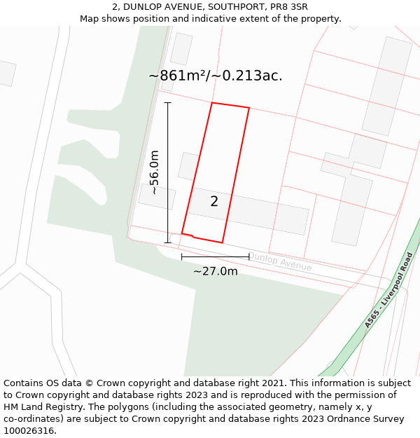 2, DUNLOP AVENUE, SOUTHPORT, PR8 3SR: Plot and title map