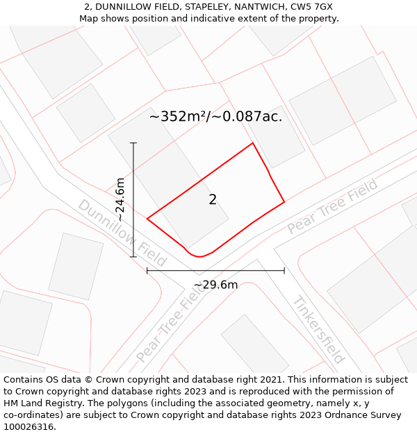 2, DUNNILLOW FIELD, STAPELEY, NANTWICH, CW5 7GX: Plot and title map