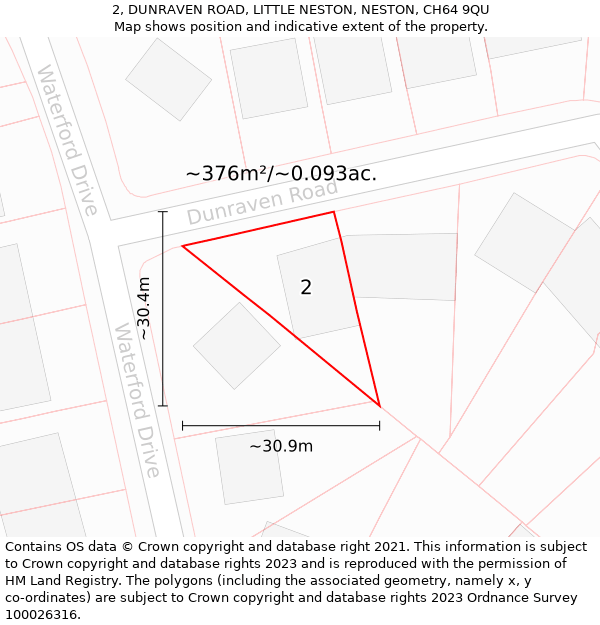 2, DUNRAVEN ROAD, LITTLE NESTON, NESTON, CH64 9QU: Plot and title map