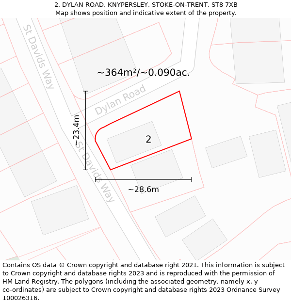2, DYLAN ROAD, KNYPERSLEY, STOKE-ON-TRENT, ST8 7XB: Plot and title map