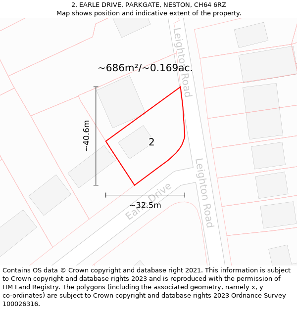 2, EARLE DRIVE, PARKGATE, NESTON, CH64 6RZ: Plot and title map