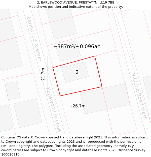 2, EARLSWOOD AVENUE, PRESTATYN, LL19 7BB: Plot and title map