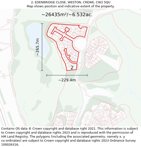 2, EDENBRIDGE CLOSE, WESTON, CREWE, CW2 5QU: Plot and title map